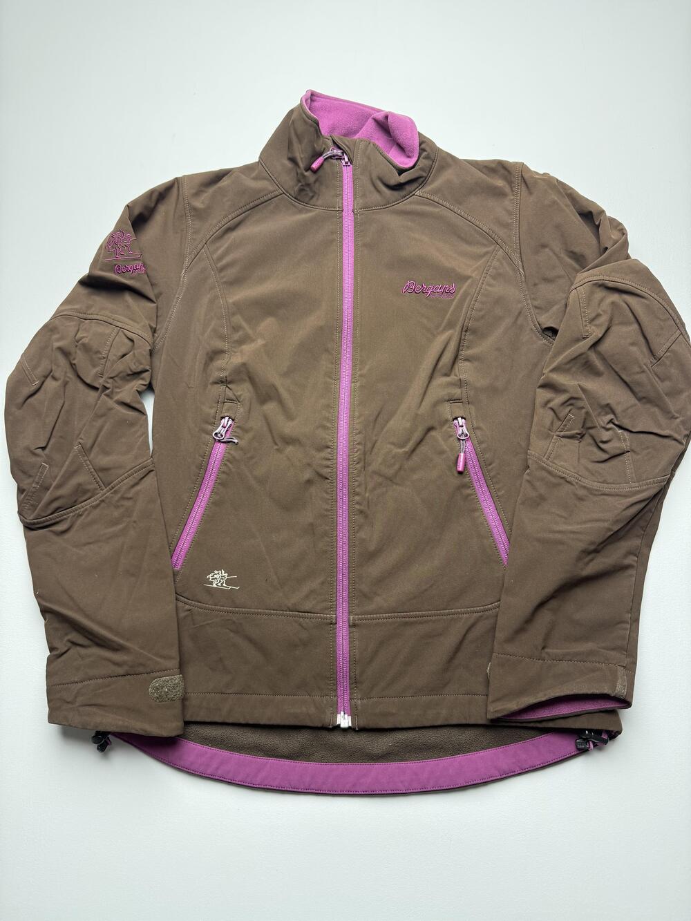 Bergans Of Norway Jacket Womens Small Brown Stamsund Lady Softshell Fleece Ski